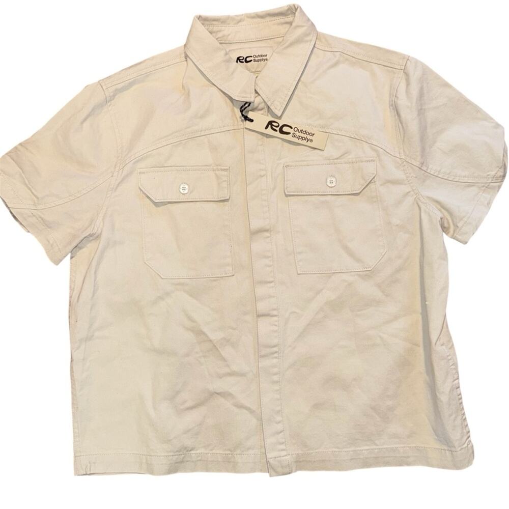 RCOS RC Outdoor Supply NWT Men's Short Sleeve Canvas Camp Shirt Natural Medium